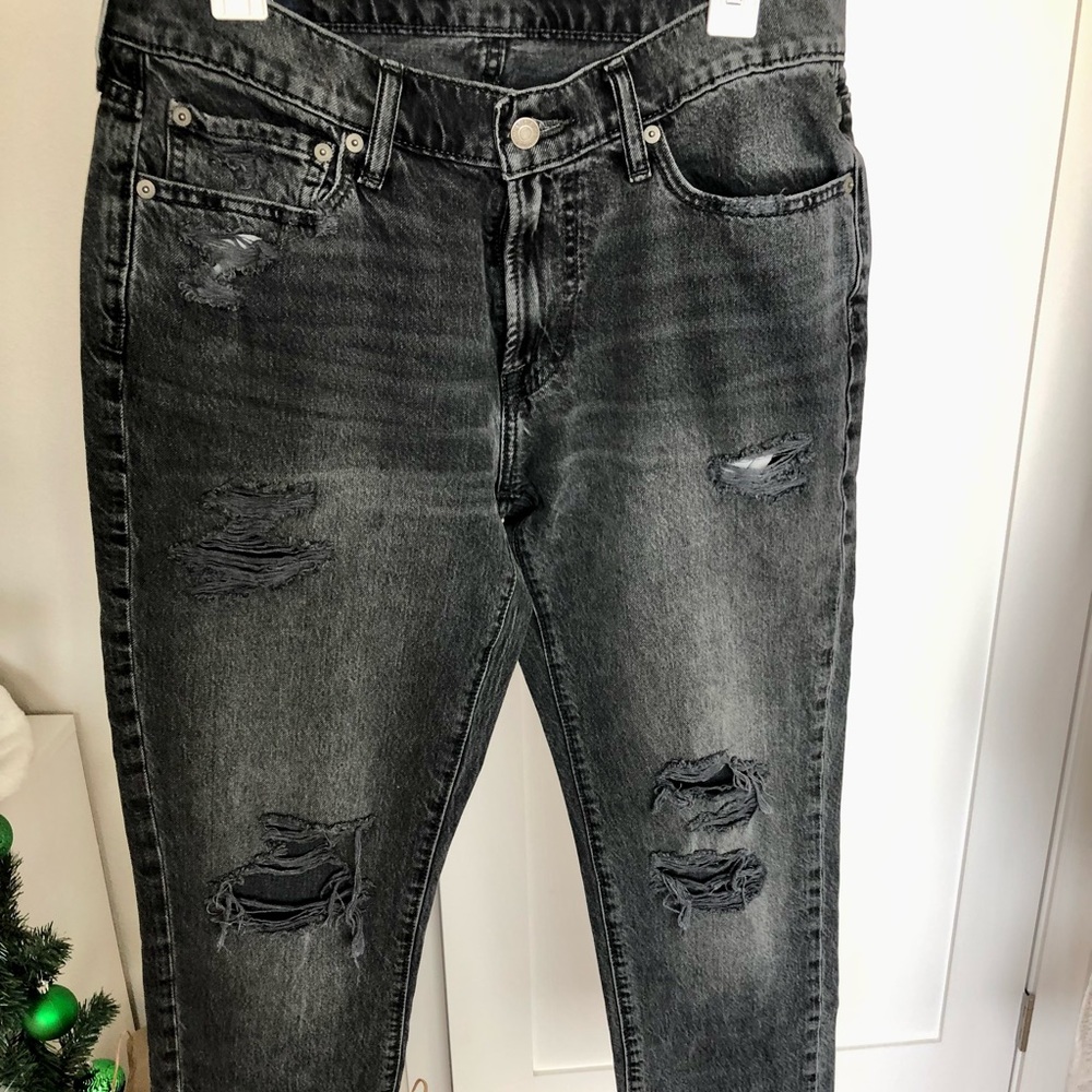 Abercrombie and Fitch Black faded ripped slim jeans 31x32